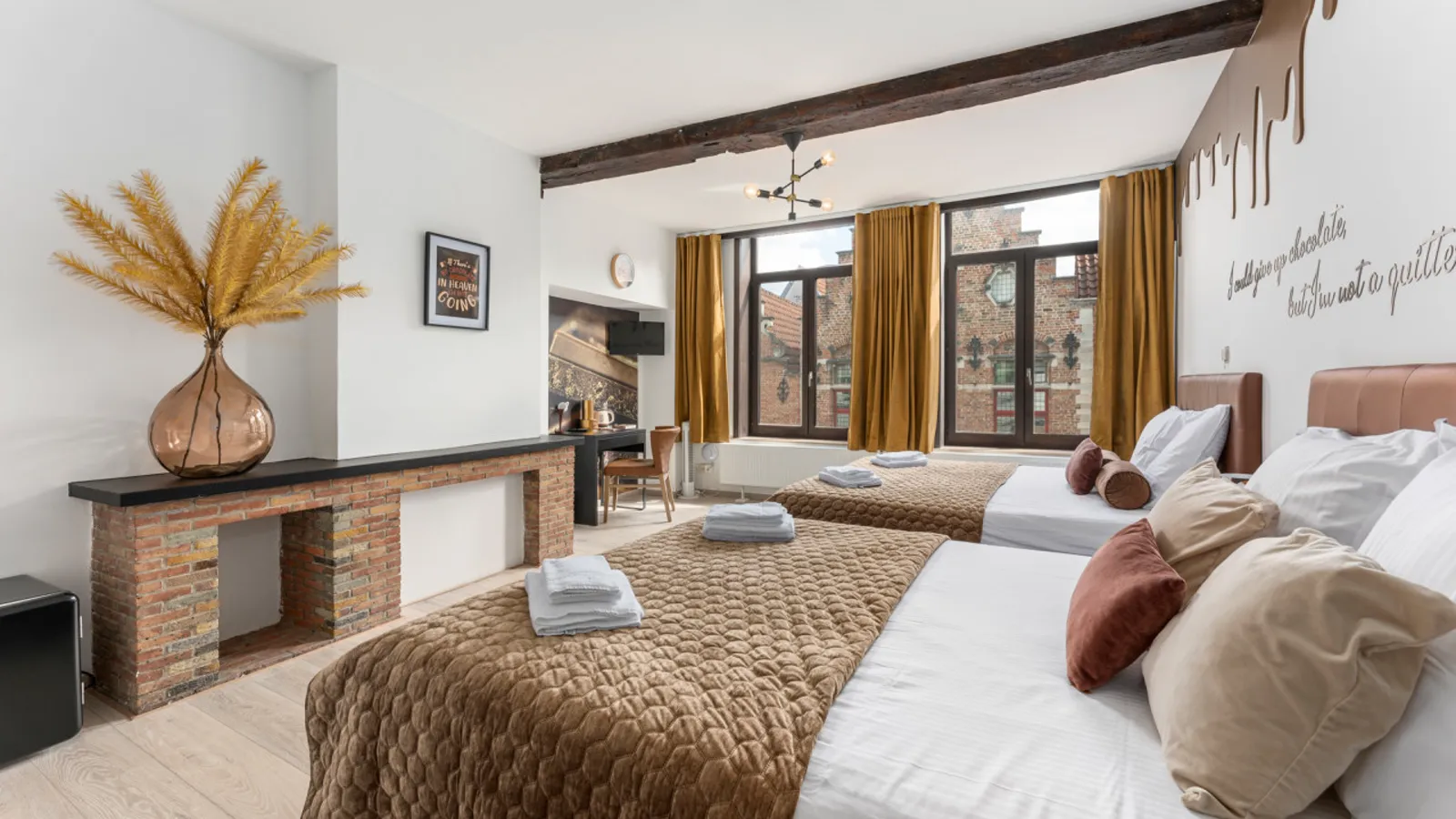 Bedroom in one of our stays in Bruges